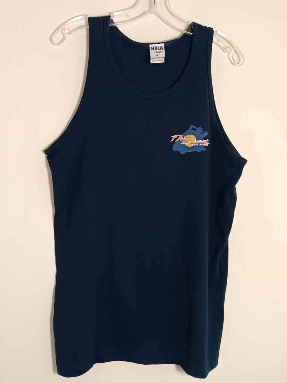 HRLA Los Angeles Tank Top Men Medium Surf Shop Graphic Back Beach Summer Navy US